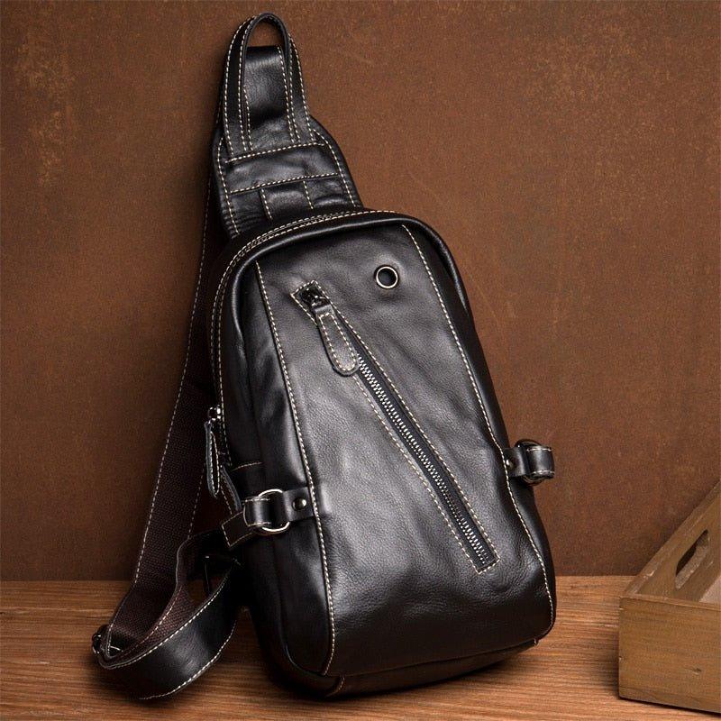Leather Sling Bag Mens - Woosir