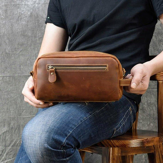 Woosir Leather Toiletry Bag Dopp Kit Shaving Case - Woosir