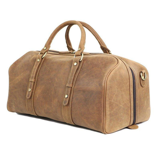 Woosir Leather Weekender Bag for Men Full-Open - Woosir