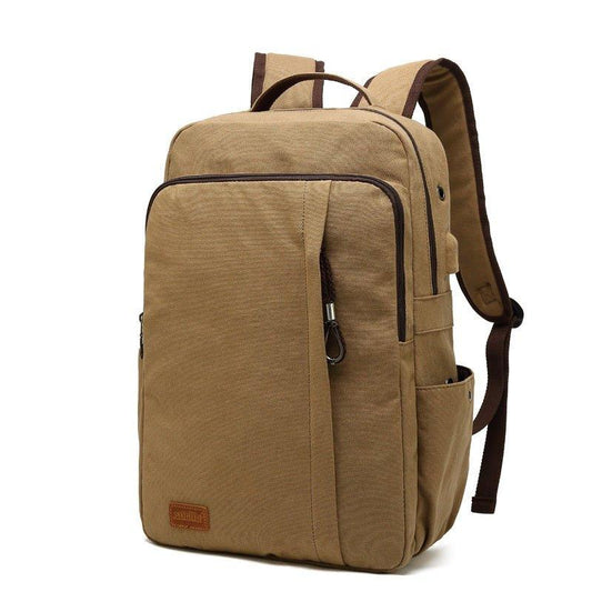 Leisure Canvas Backpack With USB for College - Woosir