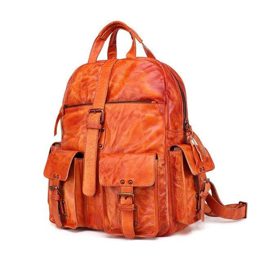 Men Backpack Vintage Leather Travel 15.6" - Woosir