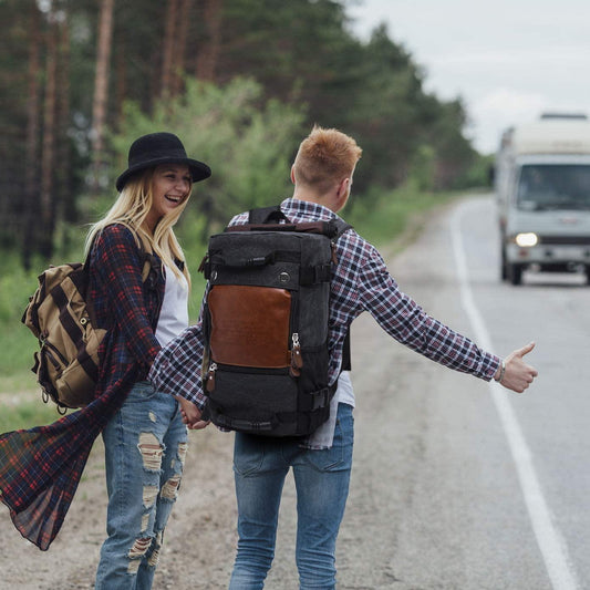 Men Canvas Travel Backpack - Woosir