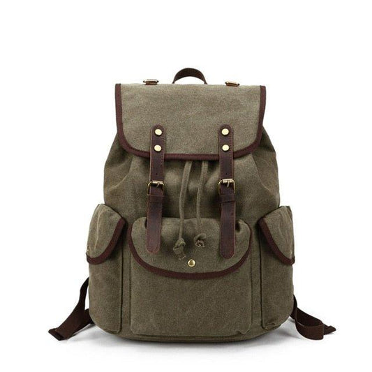 Men Casual Canvas Backpack Vintage Camping Daypack - Woosir