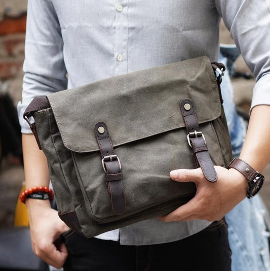 Canvas Mens Messenger Bag Crossbody - Woosir