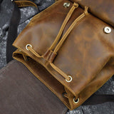 Real leather Backpack Vintage Drawstring - Woosir