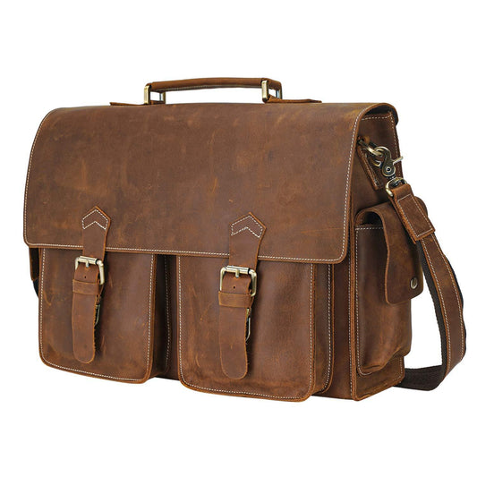 Woosir Mens Attache Case Leather 14" 15.6" - Woosir