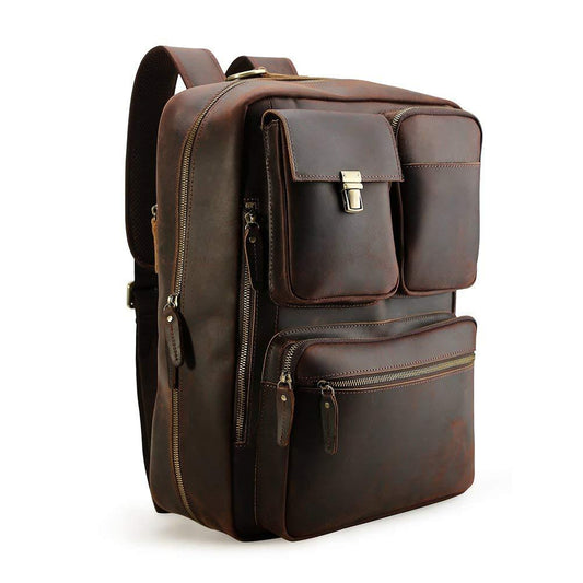 Convertible Leather Backpack Briefcase for 15.6" Laptop - Woosir