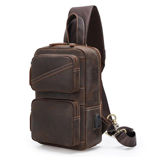 Men's Chest Crossbody Leather Sling Bag - Woosir