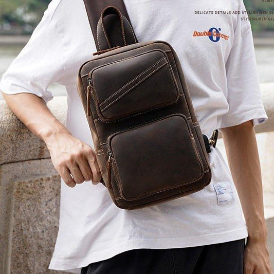 Men's Chest Crossbody Leather Sling Bag - Woosir