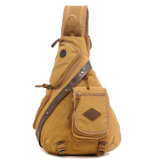 Men's Chest Pack Vintage Canvas Sling Bag - Woosir