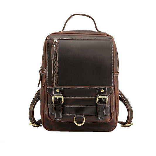 Mens Small Convertible Leather Backpack Vintage - Woosir
