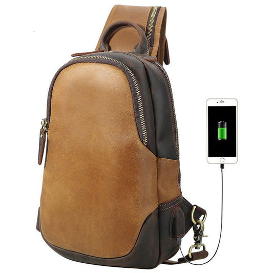Mens Crossbody Leather Pack - Woosir