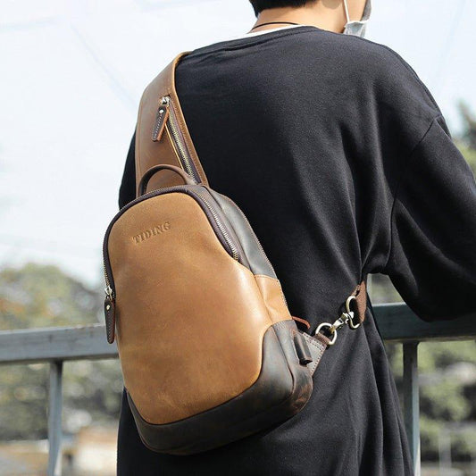 Mens Crossbody Leather Pack - Woosir