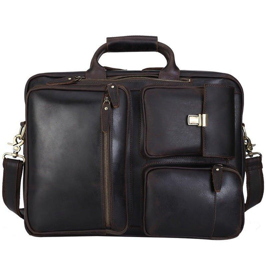 Woosir Mens Genuine Leather Briefcase Brown - Woosir