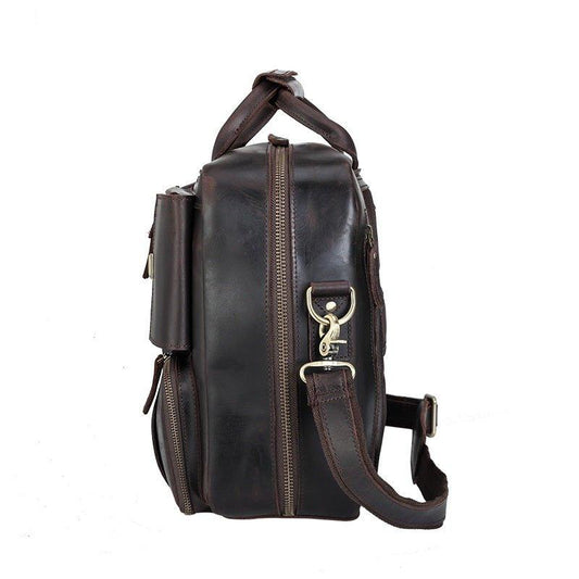 Woosir Mens Genuine Leather Briefcase Brown - Woosir