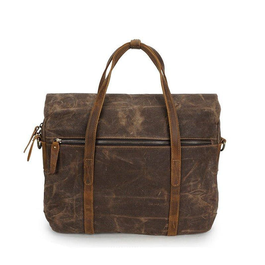 Woosir Mens Laptop Briefcase 14 inch Waxed Canvas - Woosir