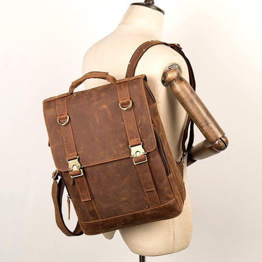 Woosir Mens Leather Backpack with Laptop Compartment - Woosir