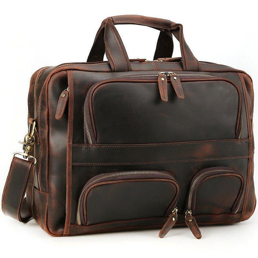 Woosir Mens Leather Briefcase Bag for 17 Inch Laptop - Woosir
