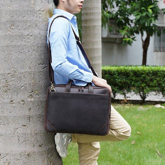 Woosir Men's Leather Computer Bag Slim - Woosir