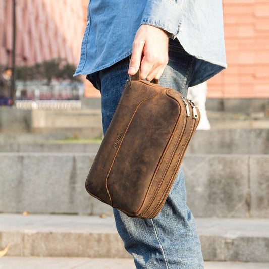 Woosir Mens Leather Dopp Kit Bag - Woosir