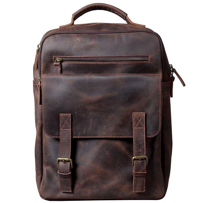 business leather backpack mens Mens Leather Laptop Backpack for Business