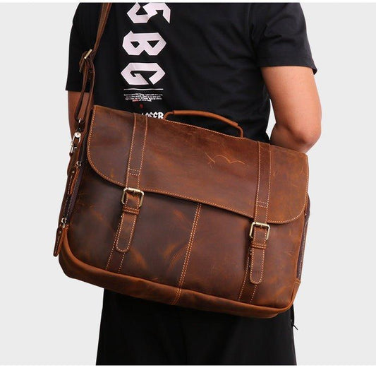 Woosir Mens Leather Laptop Messenger Bag - Woosir