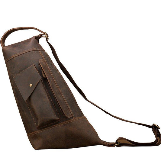 Mens Leather Sling Backpack - Woosir