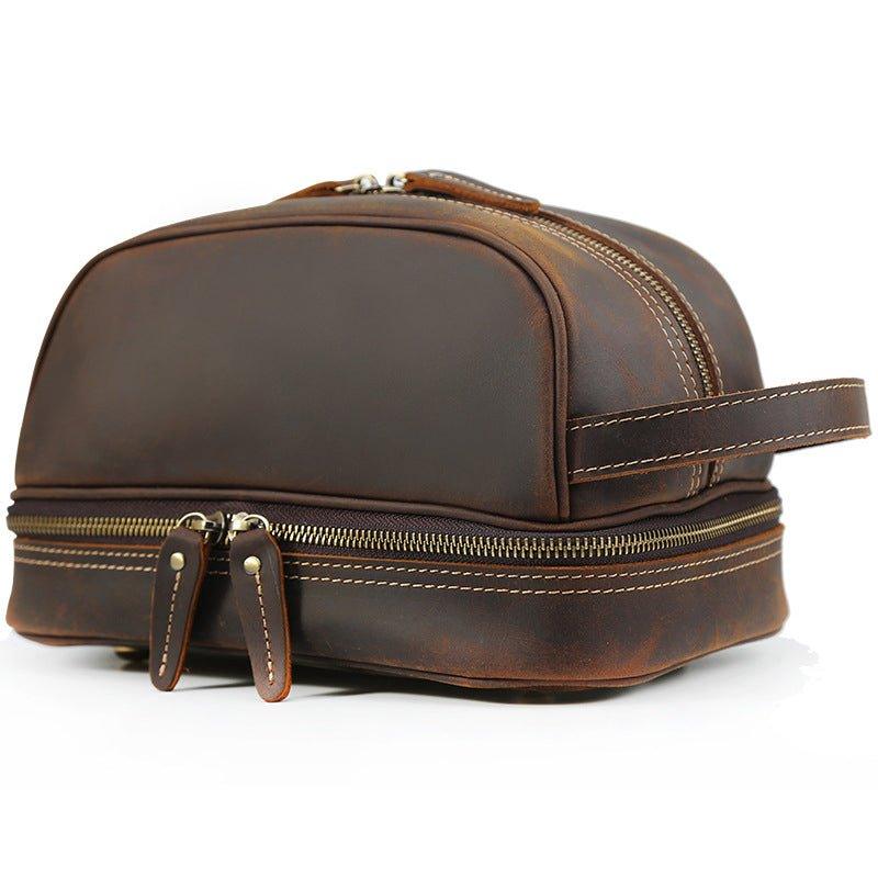 designer genuine leather toiletry travel bag men Distressed Brown for ons and suitcases Woosir Mens Leather Travel Toiletry