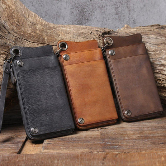 Woosir Mens Leather Wallet With Chain - Woosir