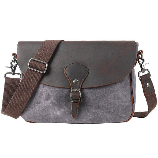 Leather and Canvas Vintage Mens Messenger Bag for iPad - Woosir