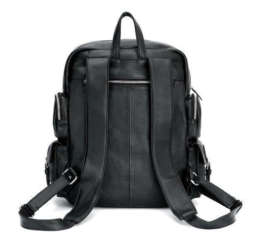 Mens Multi Pocket Leather Backpack - Woosir