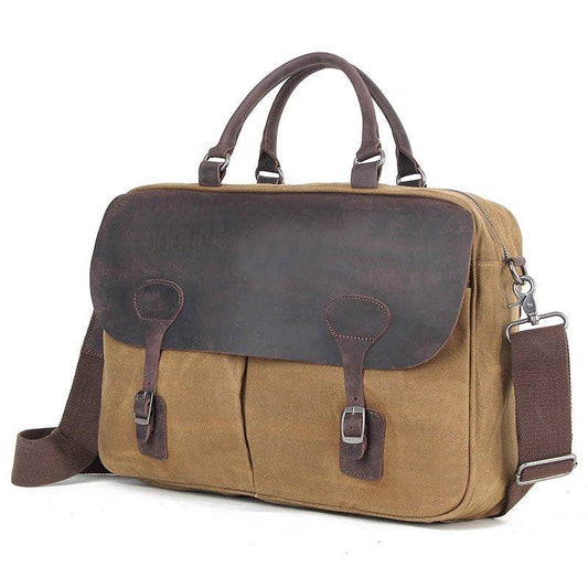 Woosir Mens Satchel Messenger Bag Canvas and Leather - Woosir