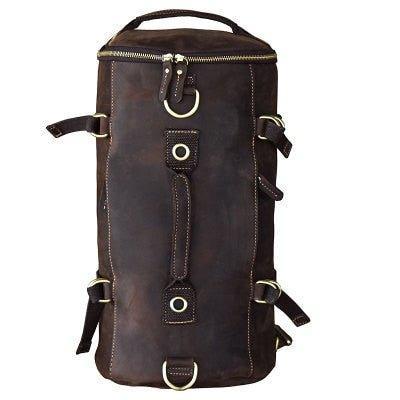 Woosir Mens Vintage Genuine Leather Cylindrical Backpack - Woosir