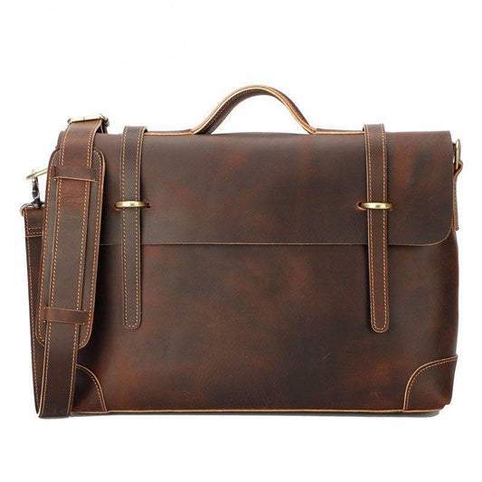 Woosir Mens Vintage Leather Messenger Bag for 14" Laptop - Woosir