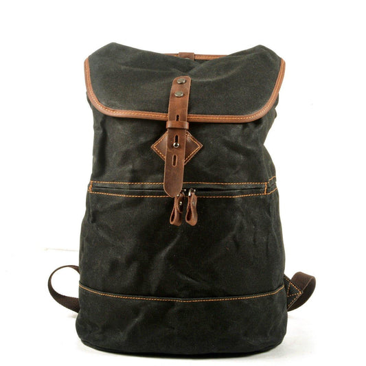 Mens Canvas Vintage Backpack Rucksack Drawstring - Woosir