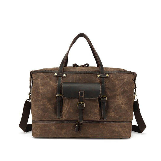 Waxed Canvas Duffle Bag with Shoe Compartment - Woosir