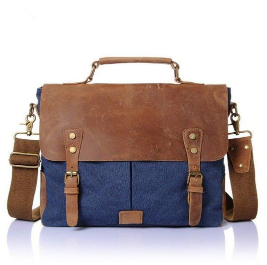 Messenger Bag Satchel Vintage Canvas Leather - Woosir