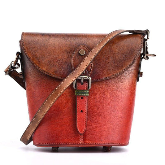 Woosir Vintage Leather Mini Bucket Crossbody Bag for Women - Woosir