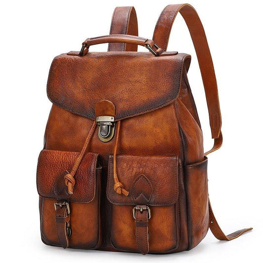 Multi-pocket Leather Backpack for Women - Woosir