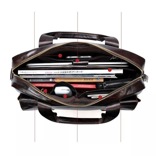 Woosir Office Document Laptop Leather Briefcase for Men - Woosir