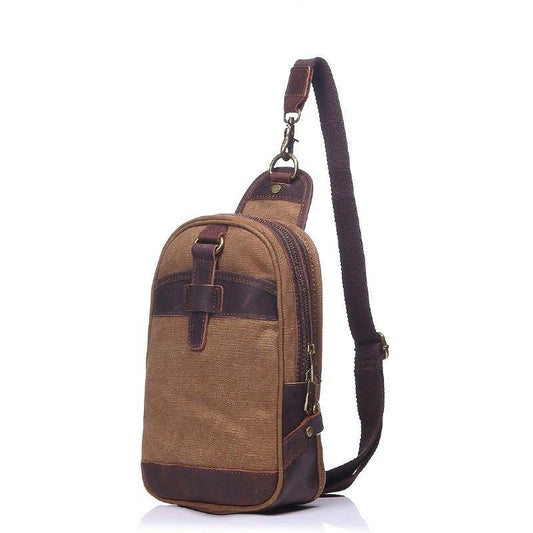 Outdoor Sling Bag With Crazy Horse Leather - Woosir
