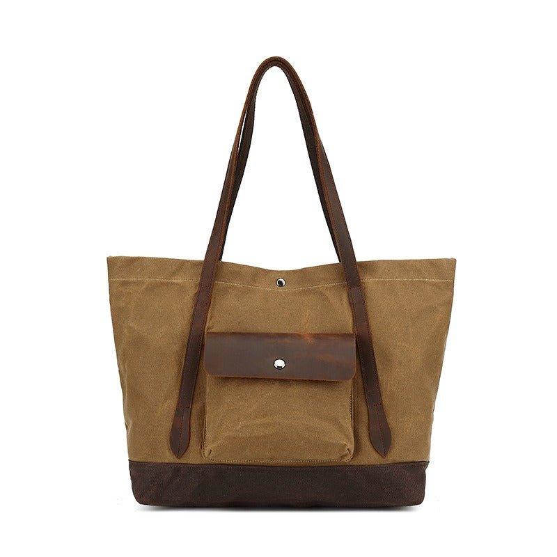 Woosir Oversized Waxed Canvas Tote Bag with Pocket - Woosir