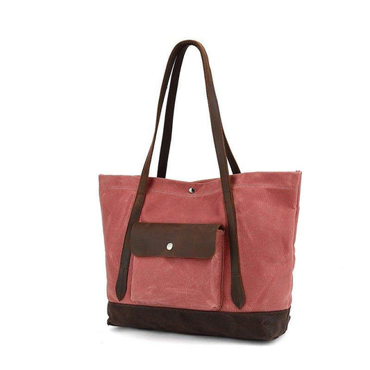 Woosir Oversized Waxed Canvas Tote Bag with Pocket - Woosir