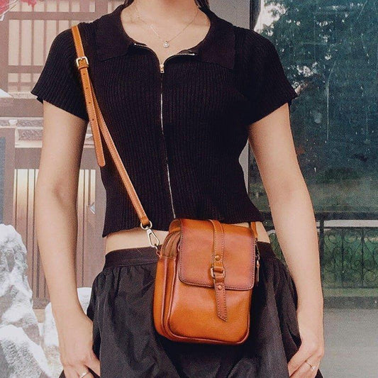 Vintage Leather Phone Pouch Bag Crossbody - Woosir