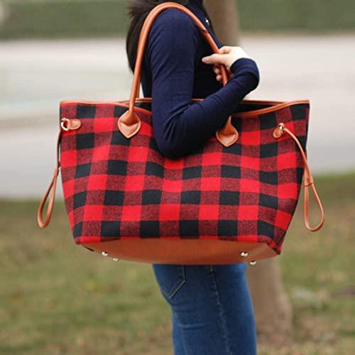 Woosir Plaid Handbags for Women Soft Flannel - Woosir