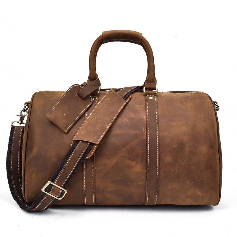 men's / unisex leather travel bag Real Leather Duffel Bags For Men 18 Inch, Brown