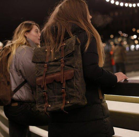 Canvas Vintage Backpack Roll Top - Woosir
