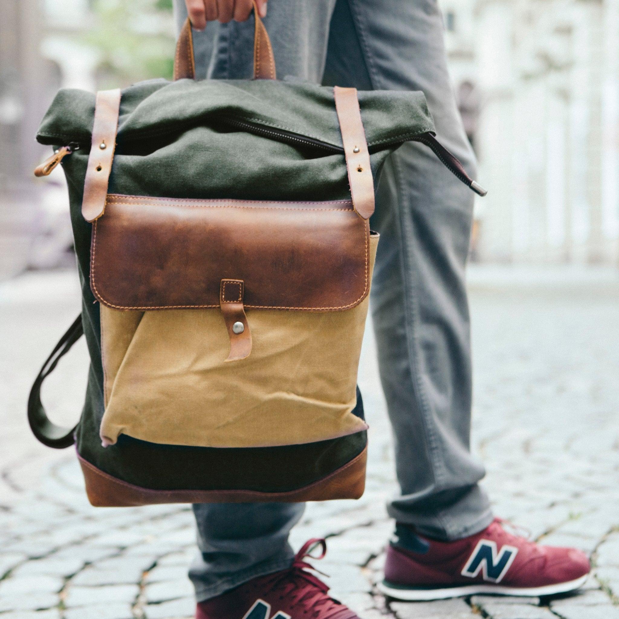 Rolltop Canvas Backpacks - Woosir
