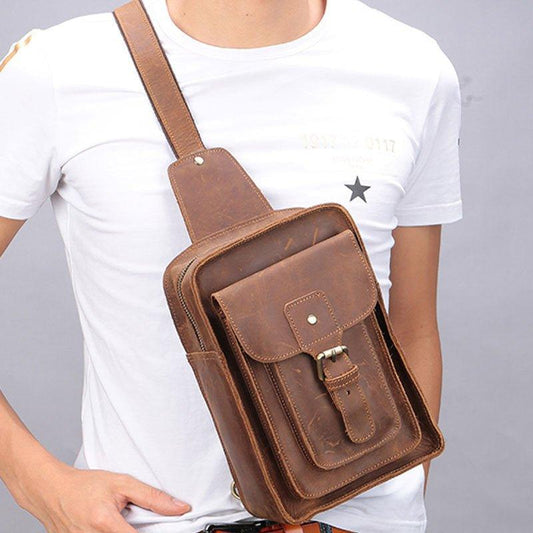 Sling Crossbody Bag Leather Vintage - Woosir