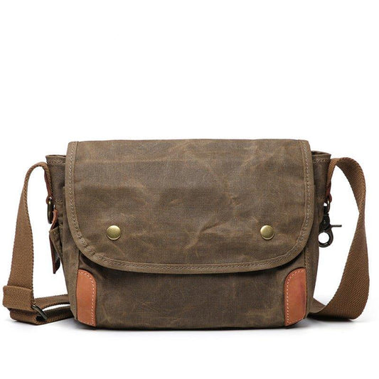 Small Messenger Bag Waxed Canvas Mens - Woosir